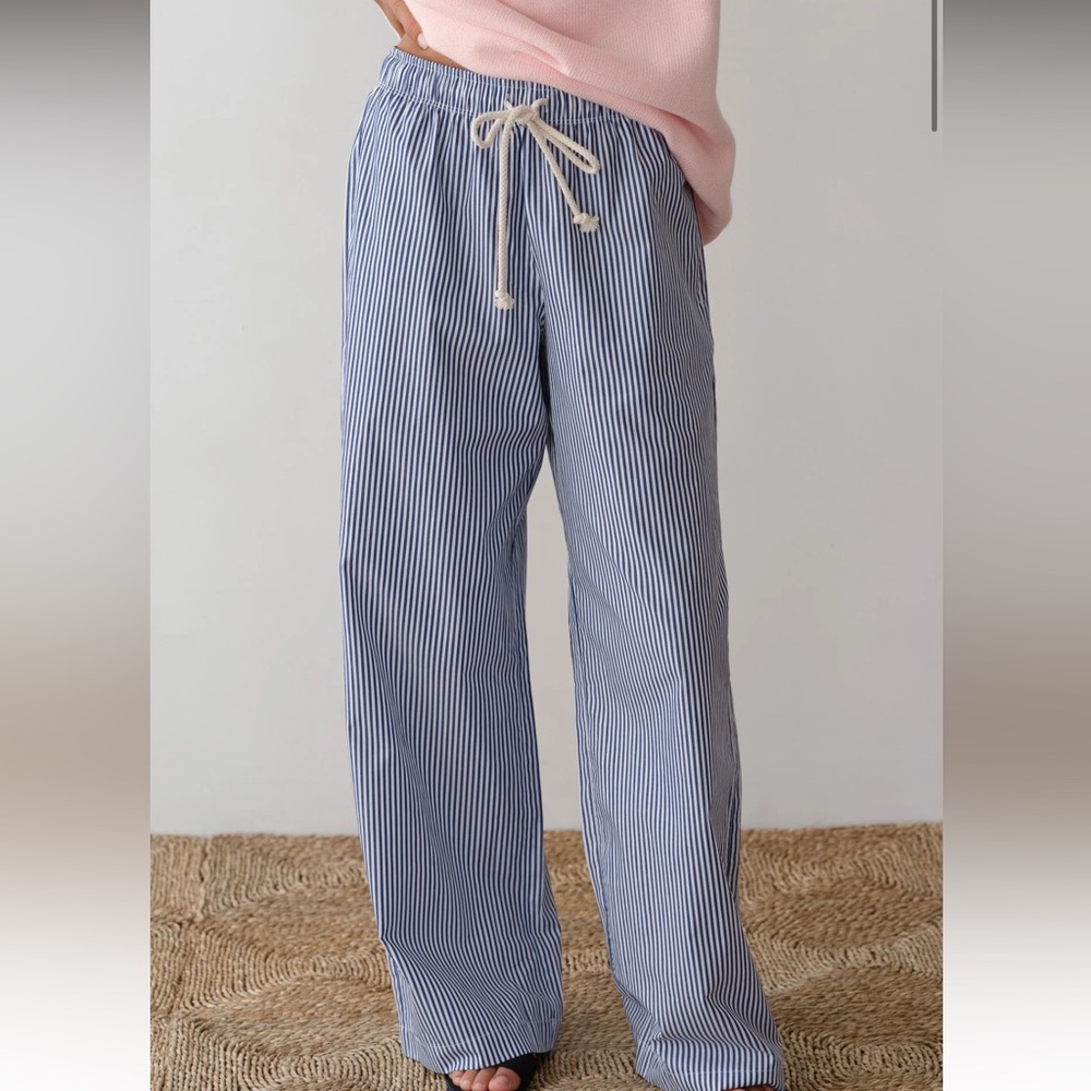 DONNI Pop Pant in Navy Stripe XS